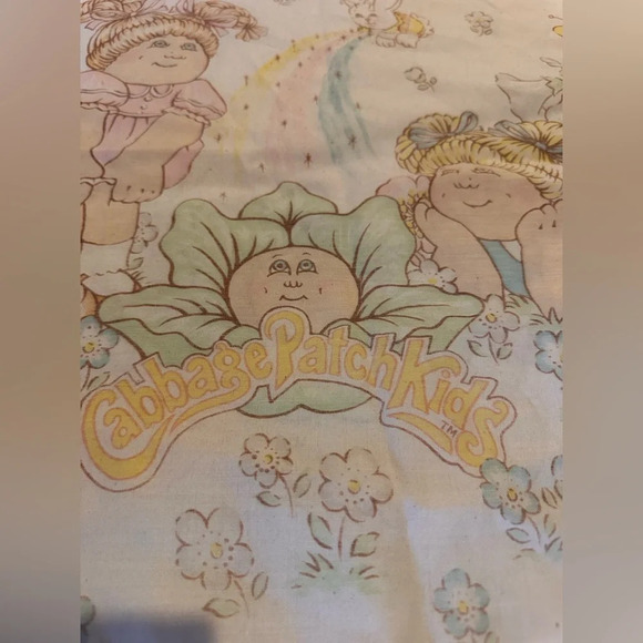 1983 Standard Pillowcase Cabbage Patch Kids Dolls Bunny Flower Butterfly Vintage - Picture 3 of 5
